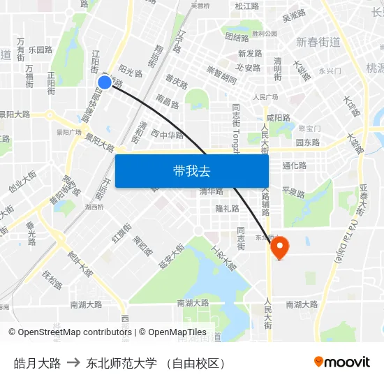 皓月大路 to 东北师范大学 （自由校区） map