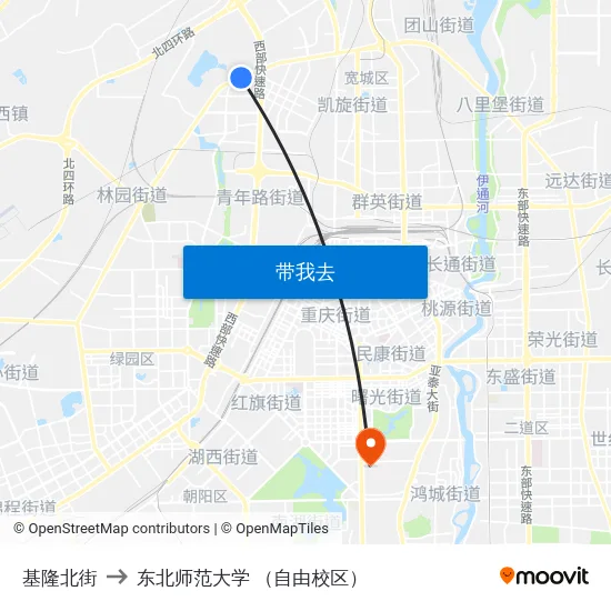 基隆北街 to 东北师范大学 （自由校区） map