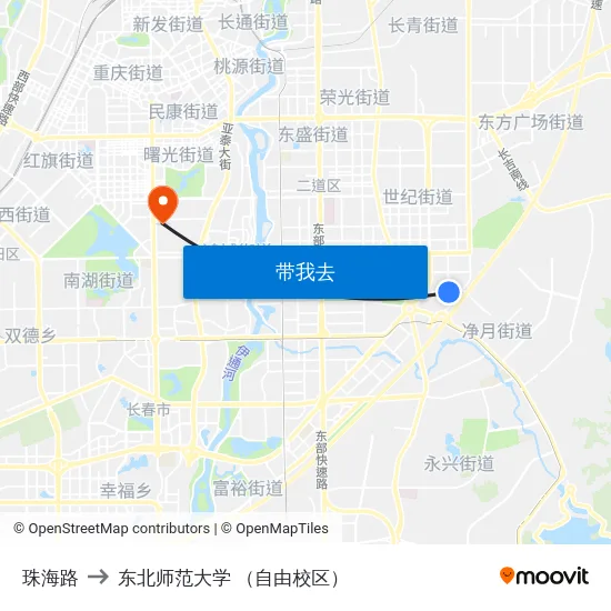 珠海路 to 东北师范大学 （自由校区） map