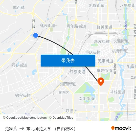 范家店 to 东北师范大学 （自由校区） map