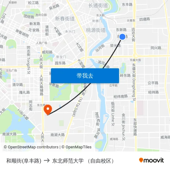 和顺街(阜丰路) to 东北师范大学 （自由校区） map