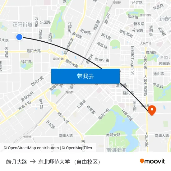 皓月大路 to 东北师范大学 （自由校区） map
