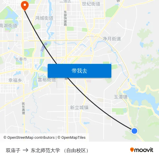 双庙子 to 东北师范大学 （自由校区） map