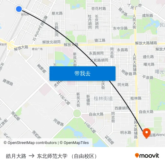 皓月大路 to 东北师范大学 （自由校区） map