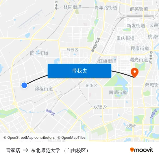 雷家店 to 东北师范大学 （自由校区） map