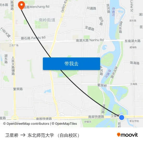 卫星桥 to 东北师范大学 （自由校区） map