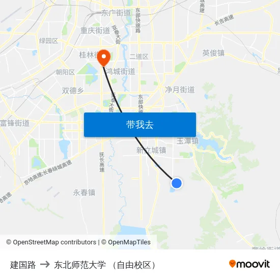 建国路 to 东北师范大学 （自由校区） map