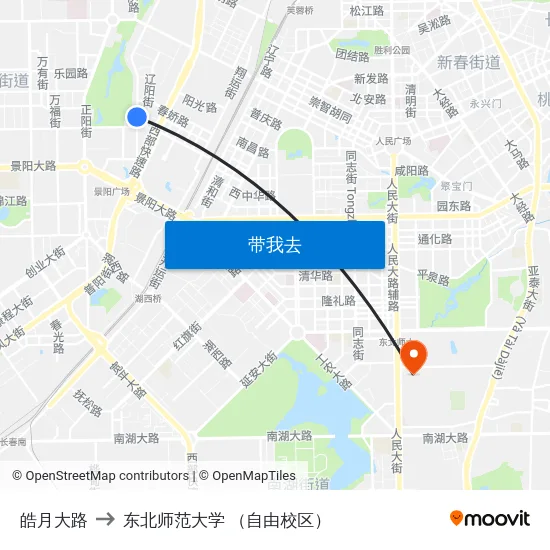 皓月大路 to 东北师范大学 （自由校区） map