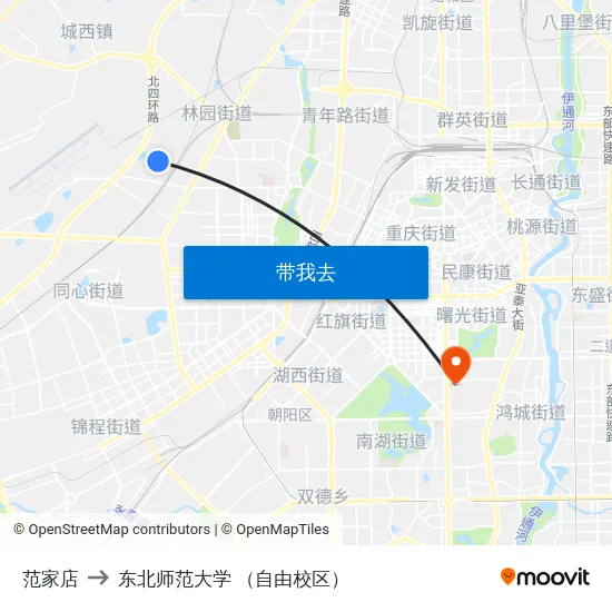 范家店 to 东北师范大学 （自由校区） map