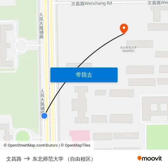 文昌路 to 东北师范大学 （自由校区） map