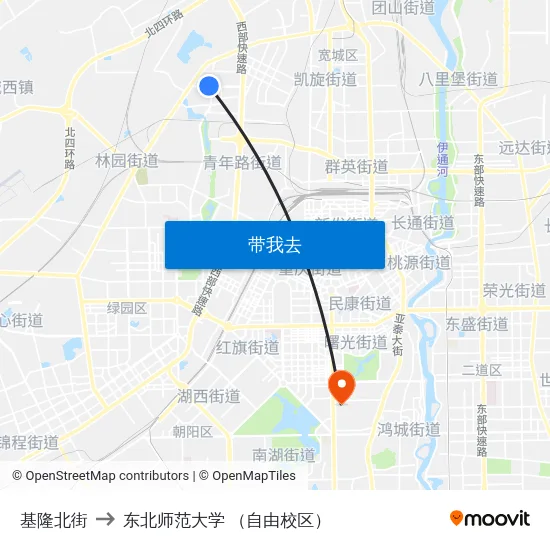 基隆北街 to 东北师范大学 （自由校区） map