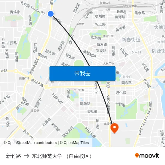 新竹路 to 东北师范大学 （自由校区） map