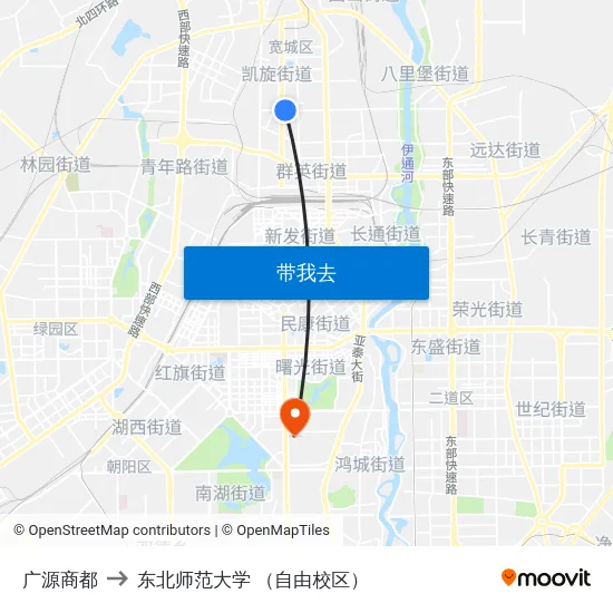 广源商都 to 东北师范大学 （自由校区） map