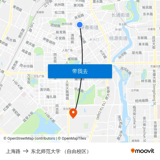 上海路 to 东北师范大学 （自由校区） map