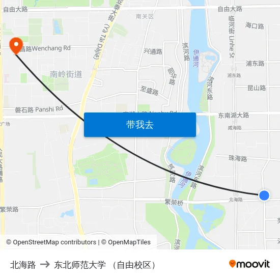 北海路 to 东北师范大学 （自由校区） map