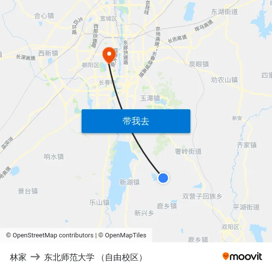林家 to 东北师范大学 （自由校区） map