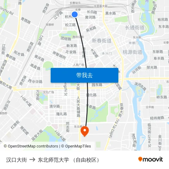 汉口大街 to 东北师范大学 （自由校区） map