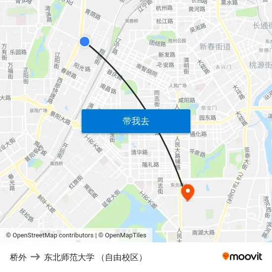 桥外 to 东北师范大学 （自由校区） map