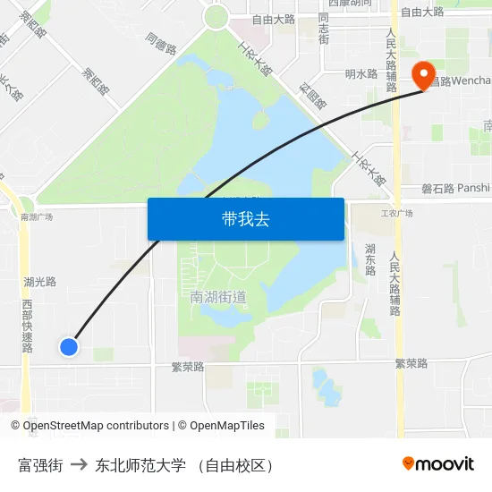 富强街 to 东北师范大学 （自由校区） map
