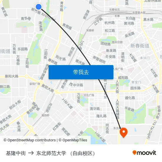 基隆中街 to 东北师范大学 （自由校区） map