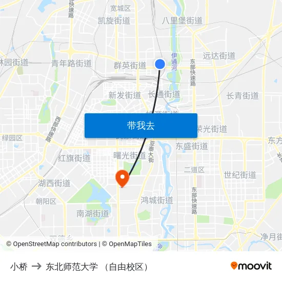 小桥 to 东北师范大学 （自由校区） map