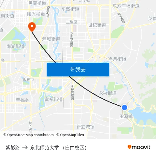 紫衫路 to 东北师范大学 （自由校区） map