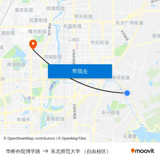 华桥外院博学路 to 东北师范大学 （自由校区） map