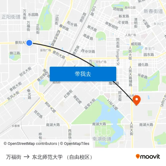 万福街 to 东北师范大学 （自由校区） map