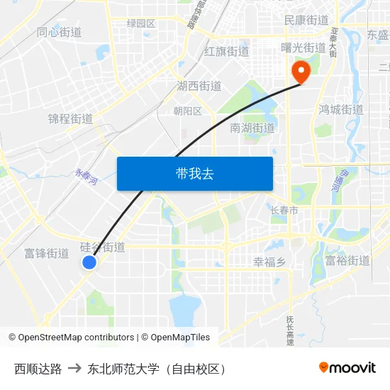 西顺达路 to 东北师范大学（自由校区） map