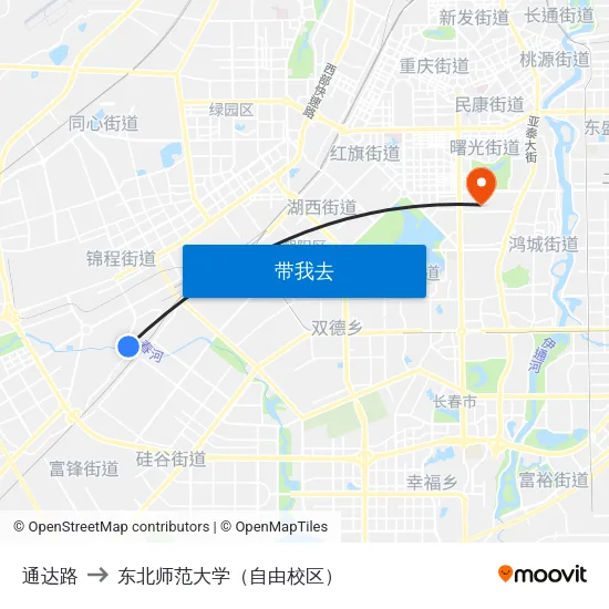 通达路 to 东北师范大学（自由校区） map