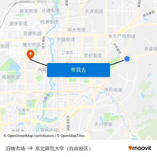 旧物市场 to 东北师范大学（自由校区） map