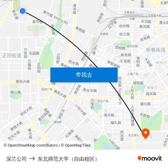 深兰公司 to 东北师范大学（自由校区） map