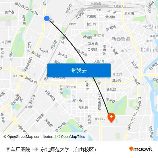 客车厂医院 to 东北师范大学（自由校区） map