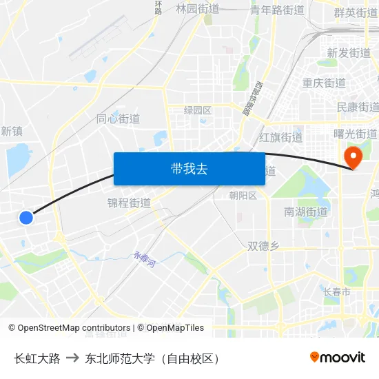 长虹大路 to 东北师范大学（自由校区） map