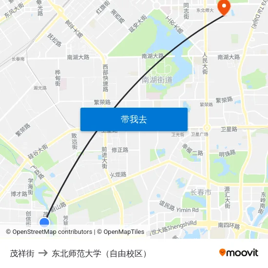 茂祥街 to 东北师范大学（自由校区） map