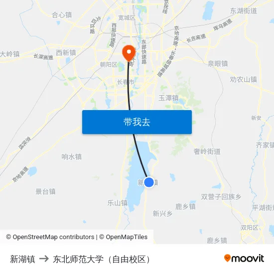 新湖镇 to 东北师范大学（自由校区） map