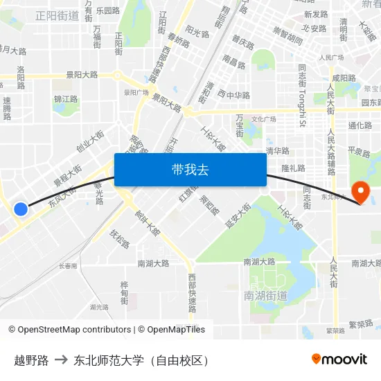 越野路 to 东北师范大学（自由校区） map