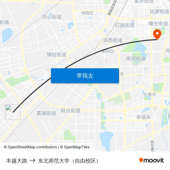 丰越大路 to 东北师范大学（自由校区） map