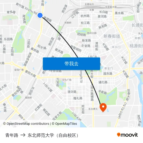 青年路 to 东北师范大学（自由校区） map