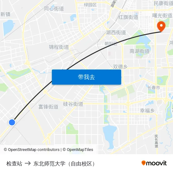检查站 to 东北师范大学（自由校区） map