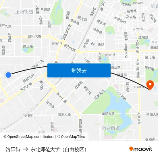 洛阳街 to 东北师范大学（自由校区） map