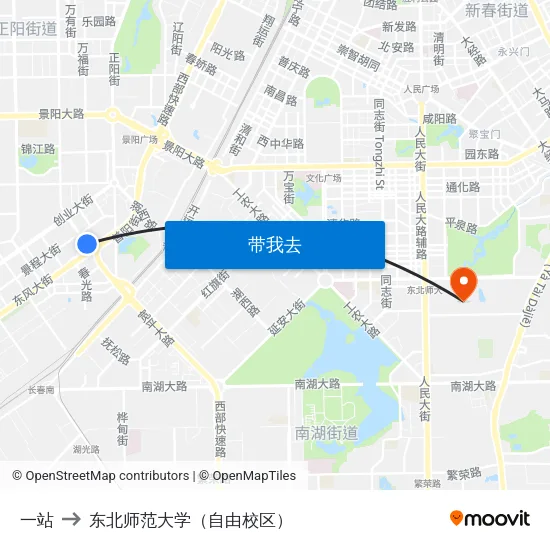 一站 to 东北师范大学（自由校区） map