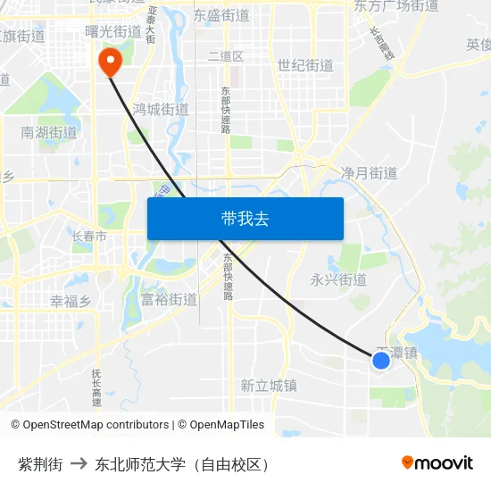 紫荆街 to 东北师范大学（自由校区） map