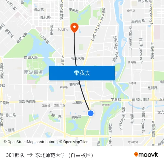 301部队 to 东北师范大学（自由校区） map