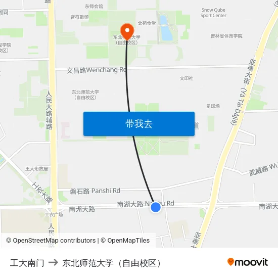 工大南门 to 东北师范大学（自由校区） map