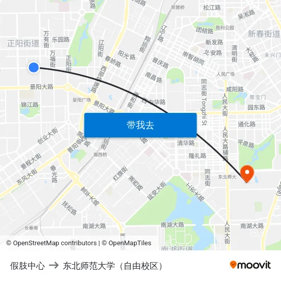 假肢中心 to 东北师范大学（自由校区） map