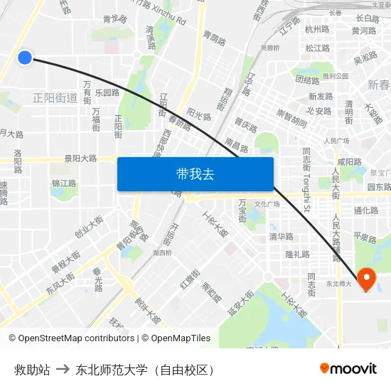 救助站 to 东北师范大学（自由校区） map