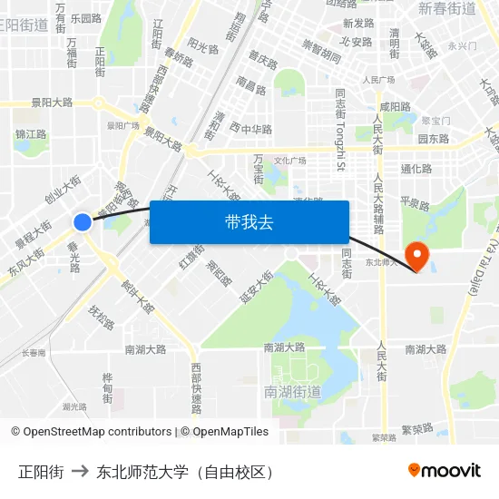 正阳街 to 东北师范大学（自由校区） map