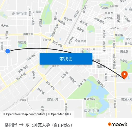 洛阳街 to 东北师范大学（自由校区） map