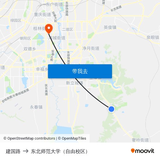 建国路 to 东北师范大学（自由校区） map